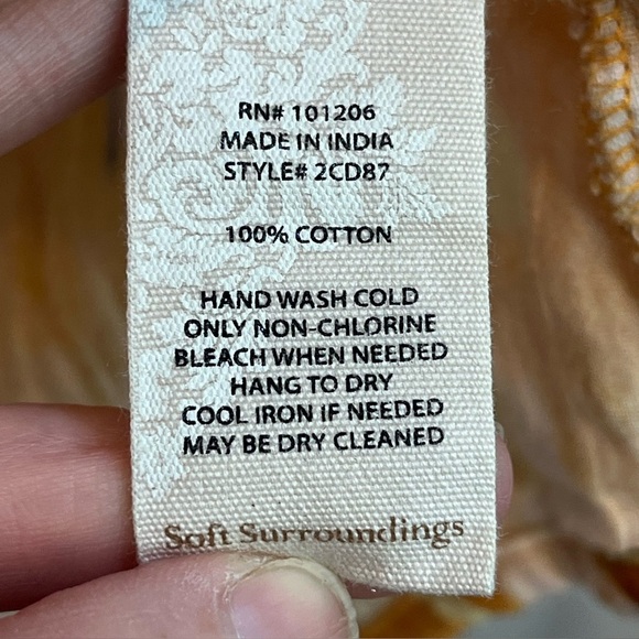 Soft Surroundings Pauleena Gauzy Orange Floral Asian Blouse Top Sz L Buttons - Picture 9 of 15